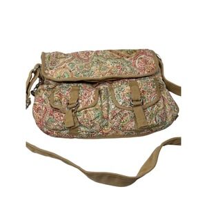 Fossil Paisley Crossbody Bag Khaki Tan Adjustable Strap Retro Closure Boho